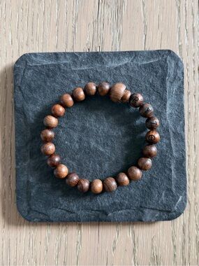 RYZE Mushroom Wood Bead Stretch Bracelet